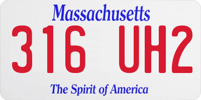 MA license plate 316UH2