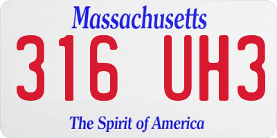 MA license plate 316UH3