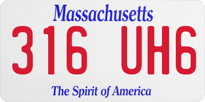 MA license plate 316UH6