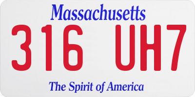 MA license plate 316UH7