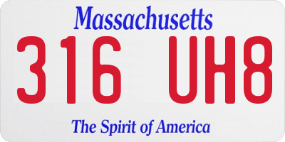 MA license plate 316UH8