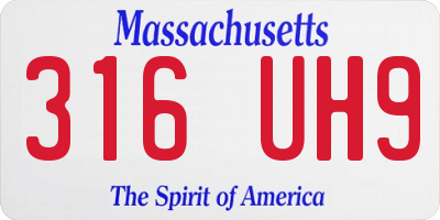 MA license plate 316UH9