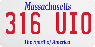 MA license plate 316UI0