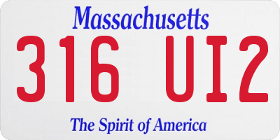 MA license plate 316UI2