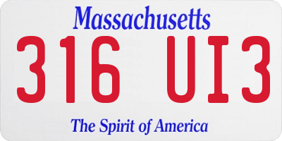 MA license plate 316UI3