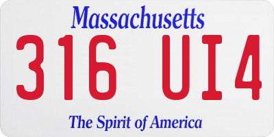 MA license plate 316UI4
