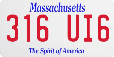 MA license plate 316UI6