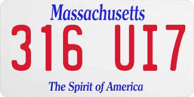 MA license plate 316UI7