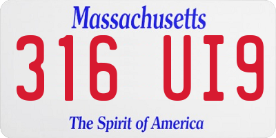 MA license plate 316UI9