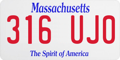 MA license plate 316UJ0