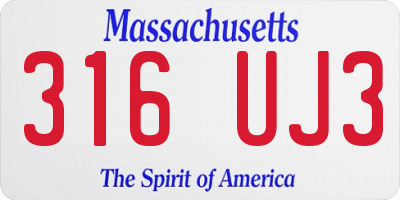 MA license plate 316UJ3