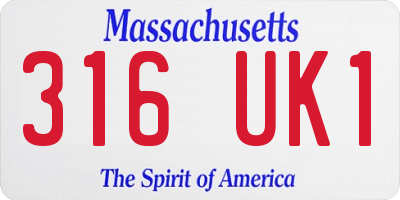 MA license plate 316UK1