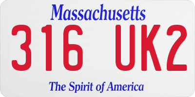 MA license plate 316UK2