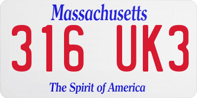 MA license plate 316UK3