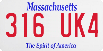 MA license plate 316UK4