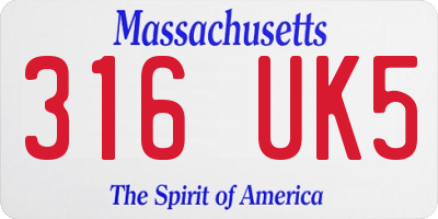 MA license plate 316UK5