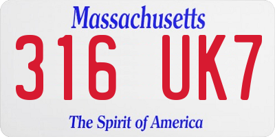 MA license plate 316UK7