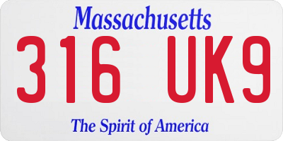 MA license plate 316UK9