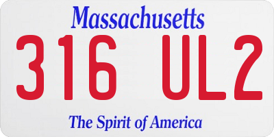 MA license plate 316UL2