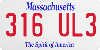 MA license plate 316UL3