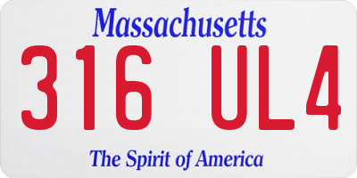 MA license plate 316UL4