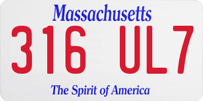 MA license plate 316UL7