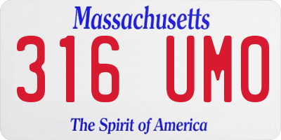 MA license plate 316UM0