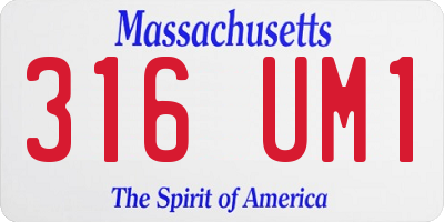 MA license plate 316UM1