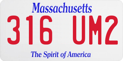 MA license plate 316UM2