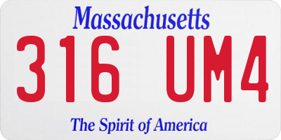 MA license plate 316UM4