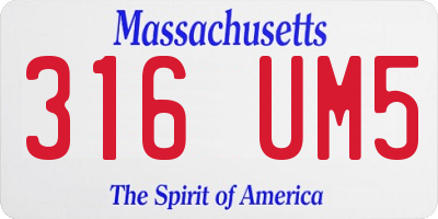 MA license plate 316UM5