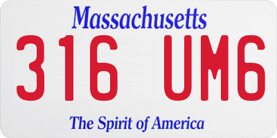 MA license plate 316UM6