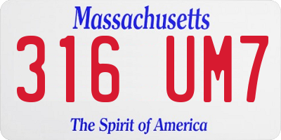 MA license plate 316UM7