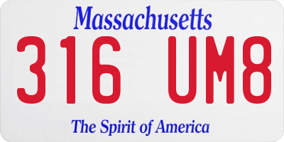 MA license plate 316UM8