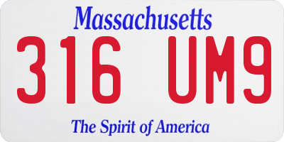 MA license plate 316UM9