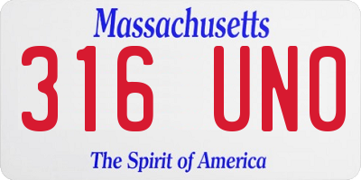 MA license plate 316UN0
