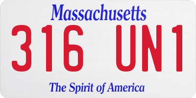 MA license plate 316UN1