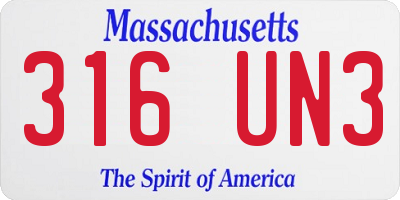 MA license plate 316UN3