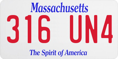 MA license plate 316UN4