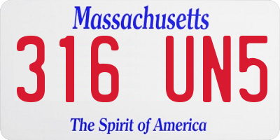 MA license plate 316UN5