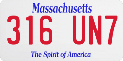 MA license plate 316UN7