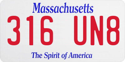MA license plate 316UN8