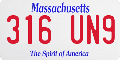 MA license plate 316UN9