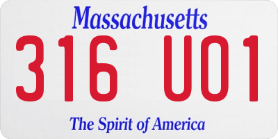 MA license plate 316UO1