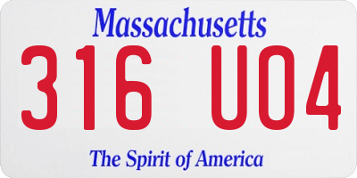 MA license plate 316UO4