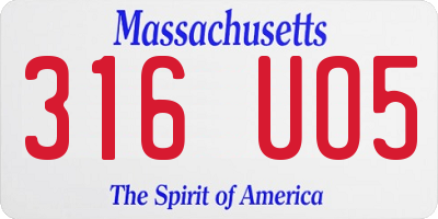 MA license plate 316UO5