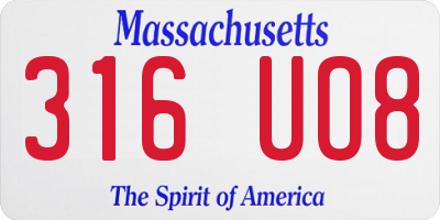 MA license plate 316UO8