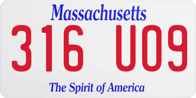 MA license plate 316UO9