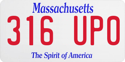 MA license plate 316UP0