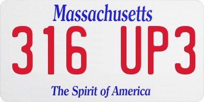 MA license plate 316UP3